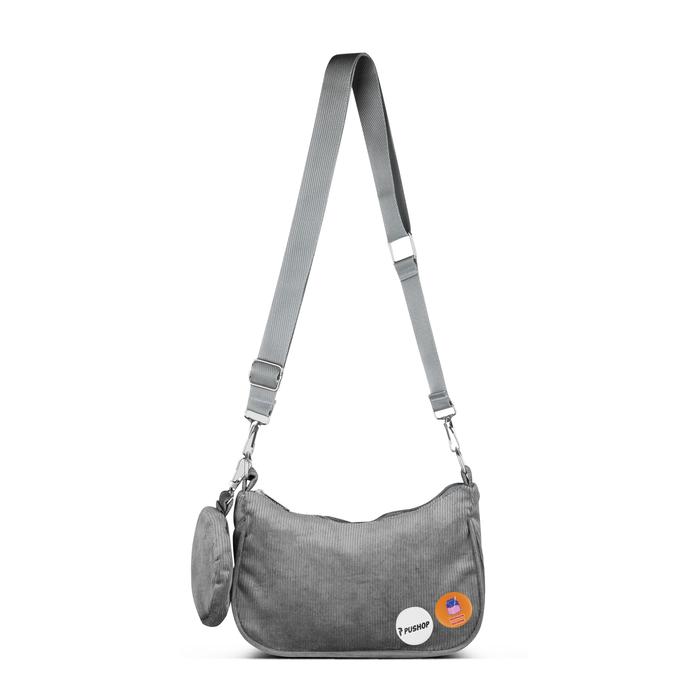 Gambar PUSHOP Tas Selempang VIOR - Slingbag Unisex Tas Pria Wanita Corduroy - Abu-abu dari Pushop Official Store undefined Tokopedia
