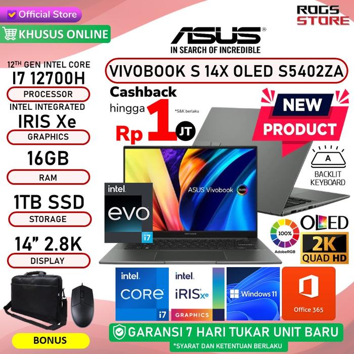 Gambar ASUS VIVOBOOK S5402ZA OLED I7 12700 16GB 1TB SSD W11 14"QHD 120H 2.8K - 16GB 512 SSD, STANDAR dari ROGS STORE undefined Tokopedia