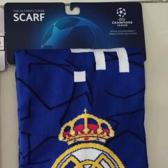 Gambar scarf real madrid ucl asli original store bernabeu handcarry invoice - ucl blue star dari love_peace undefined Tokopedia