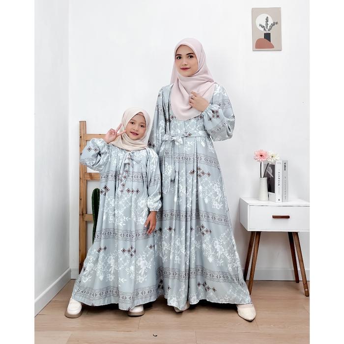 Gambar Gamis Couple Ibu dan Anak - Baju Gamis Mom and Kids Couple - SHANIA PEWTER, ANAK 4-5 TAHUN dari Bajugamisanak undefined Tokopedia