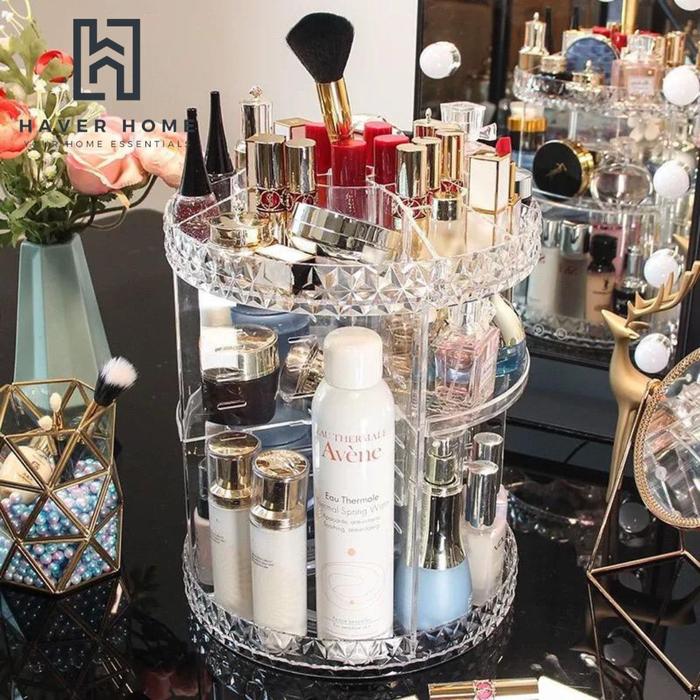 Jual Lara - Rak Akrilik Putar Tempat Makeup Skincare Premium Bening Di ...