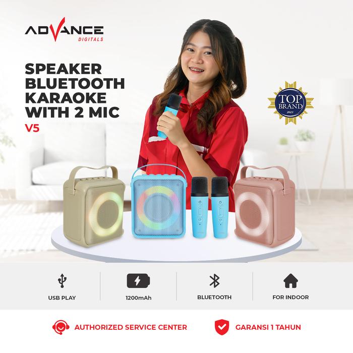 Gambar Speaker Bluetooth Advance V5 With 2 Microphone Wireless Ukuran 2 Inch - BLUE dari Advance DIgitals Store undefined Tokopedia