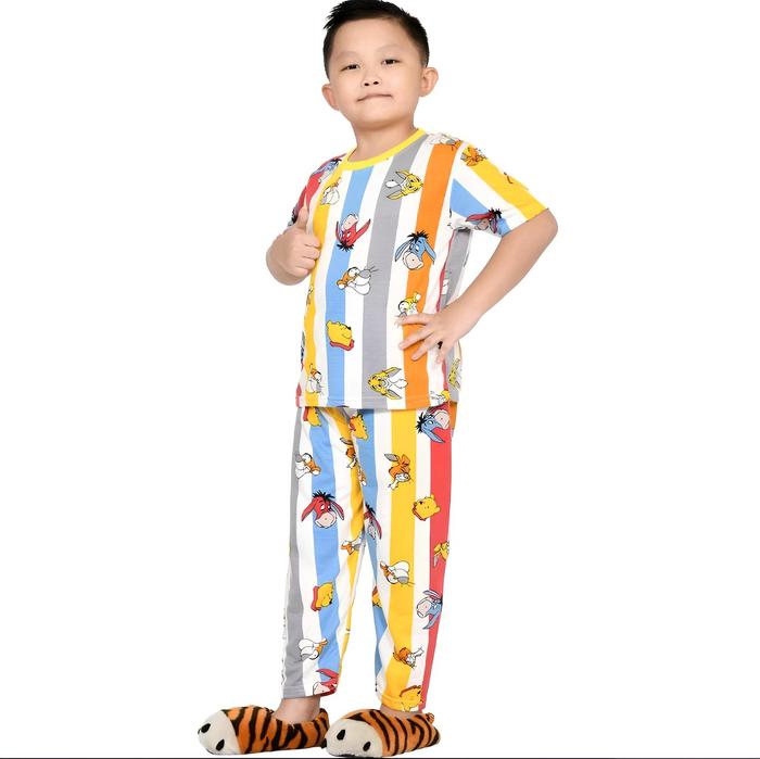 Gambar DADICO Setelan Piyama Anak Lengan Pendek Motif Lucu Bahan Lembut - Abu,  XS (6bln-1th) dari Dadico. undefined Tokopedia