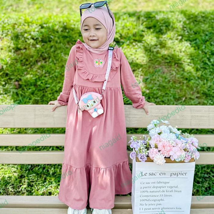 Gambar Gamis Baju Lebaran Busana Muslim Anak Perempuan 1 2 3 4 5 Tahun Murah - Rose, size 3 dari niagaid undefined Tokopedia