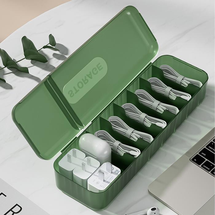 Gambar Cable Data Organizer - Kotak Penyimpanan Kabel Putar / Stand HP - Cable Box Green dari Supermall Nusantara undefined Tokopedia