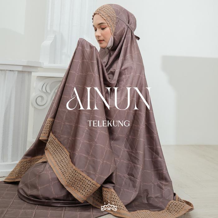 Gambar Telekung Ainun Motif Kazami Store - Mukena Printing Silk Free Sajadah - Dark Truffle dari Denaf Outfit undefined Tokopedia