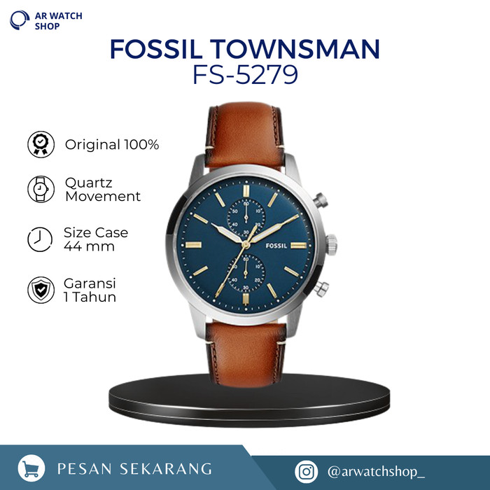 Jam Tangan Pria Townsman Fs 5279 Chronograph Leather Strap Original