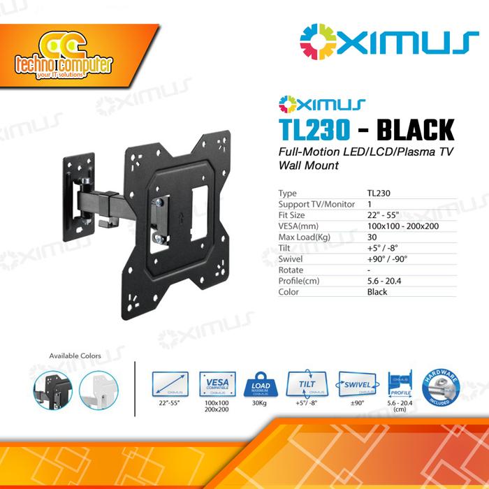Gambar Bracket Monitor TV 22-55inch OXIMUS TL230 Wall Mount Bracket - Hitam dari Techno Computer Bali undefined Tokopedia