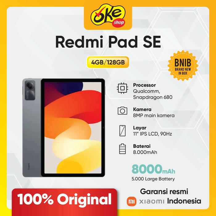 Gambar Xiaomi Redmi Pad SE - WIFI ( Ram 4/128GB ) - Garansi Resmi - Gray dari Okeshop Boulevard Mal Panakkukang undefined Tokopedia