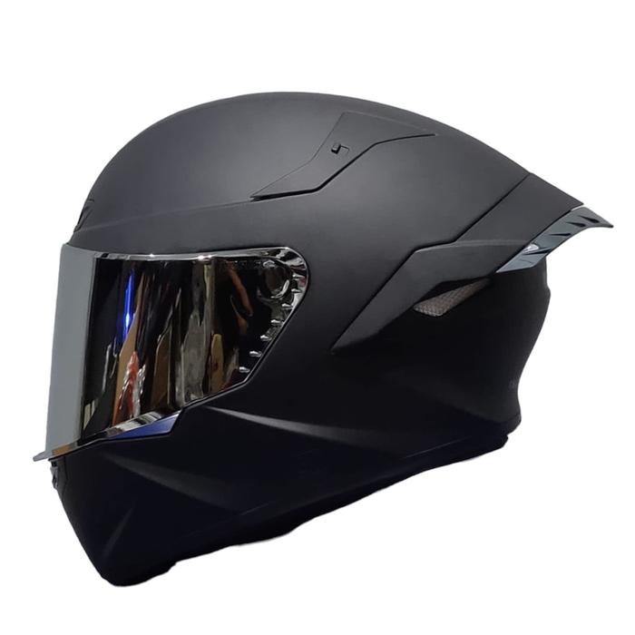 Gambar helm full face kbr ttc helem paket ganteng warna putih - hitam dop+silfe, L dari Om Helm Store undefined Tokopedia