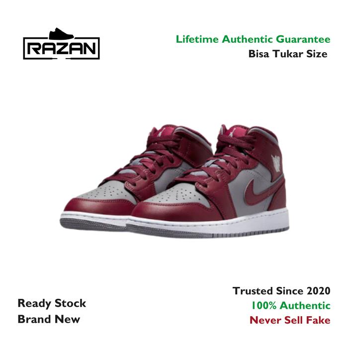 Jual Air Jordan Mid Bordeaux Cherrywood (GS) 100% Authentic 36
