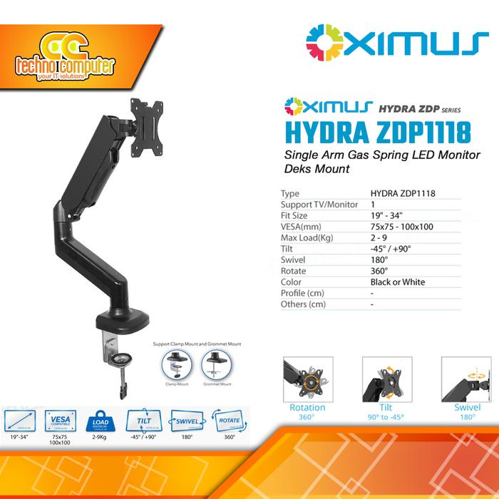 Gambar Bracket Monitor TV 19-34inch OXIMUS HYDRA ZDP1118 Single Monitor - Hitam dari Techno Computer Bali undefined Tokopedia