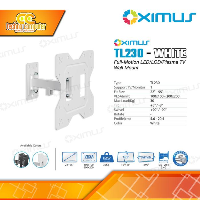 Gambar Bracket Monitor TV 22-55inch OXIMUS TL230 Wall Mount Bracket - Putih dari Techno Computer Bali Kota Denpasar Tokopedia