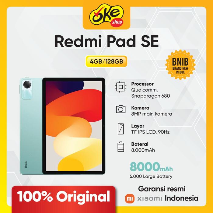 Gambar Xiaomi Redmi Pad SE - WIFI ( Ram 4/128GB ) - Garansi Resmi - MINT dari Okeshop Boulevard Mal Panakkukang undefined Tokopedia