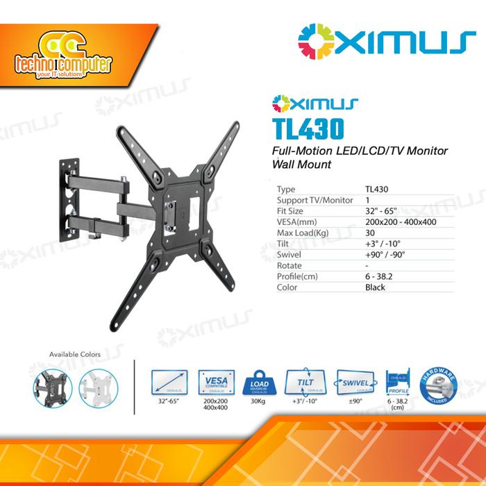 Gambar Bracket Monitor TV 32-65inch OXIMUS TL430 Wall Mount Bracket - Hitam dari Techno Computer Bali Kota Denpasar Tokopedia