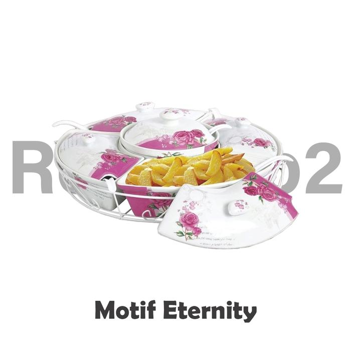 Gambar Prasmanan Keramik Tempat Wadah Saji Makan dengan Rak Putar Aneka Motif - Eternity dari Re Shop2 undefined Tokopedia