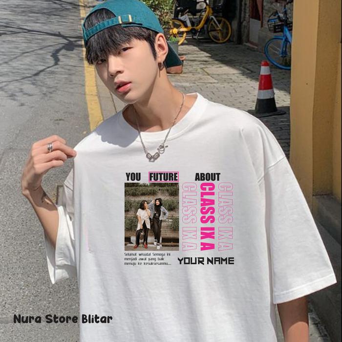 Gambar Custom Sablon Tulisan Gambar Logo Baju Kelas Kaos Distro Pria Wanita - Putih, 4-5 Tahun dari Nura Store Blitar undefined Tokopedia