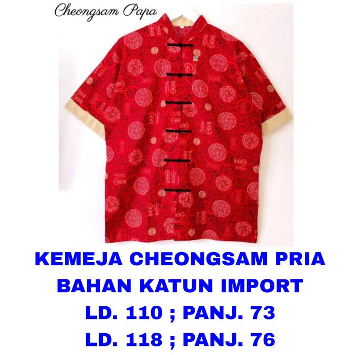 Gambar WK KEMEJA CHEONGSAM PRIA LAKI LAKI DEWASA LD 110 118 BAJU IMLEK SINCIA - Merah, LD. 110 dari warungkim undefined Tokopedia