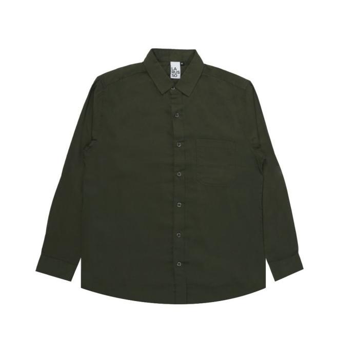Gambar Larusso Kemeja Basic Tencel Panjang - Olive Green - S dari Gimo Jaya undefined Tokopedia
