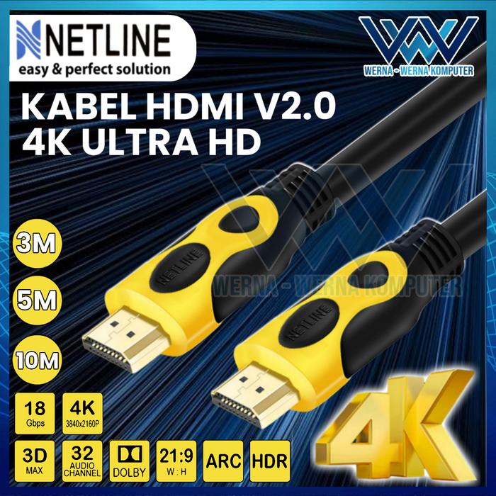 Jual NETLINE Kabel HDMI V 2.0 4K UHD High Speed 3M , 5M , 10M , 15M ...