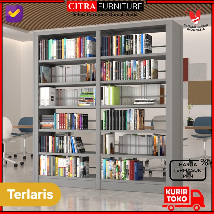 Gambar SHUMO Lemari Besi Rak Buku Perpustakaan Sekolah 2 Muka Jumbo - TYPE-A, DIRAKIT dari Citra furniture undefined Tokopedia