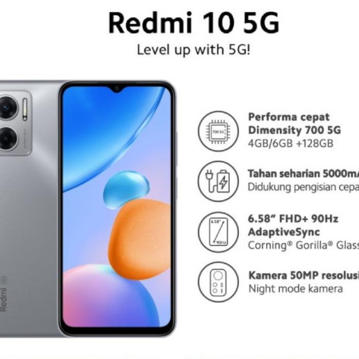 Gambar XIAOMI REDMI 10 5G RAM 6/128 GB GARANSI RESMI - Chrome Silver, 4/128 GB dari Sahabat Phoneshop undefined Tokopedia