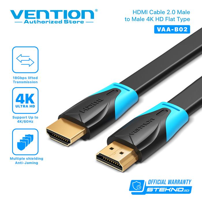 Gambar Kabel HDMI Vention B02 2m High Speed Ver2.0 4K FHD 1080p 3D HDR - B02 dari Vention Authorized Store Kota Administrasi Jakarta Barat Tokopedia