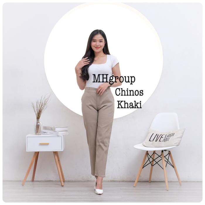 Gambar Celana Chino wanita Celana katun slimfit wanita Chino pants wanita - CNS Khaki, M dari MHgroup undefined Tokopedia
