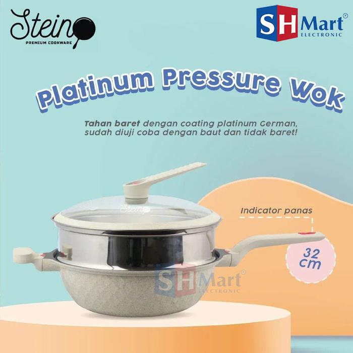 Gambar Steincookware Wokpan Presto Platinum Pressure 32cm + Steamer Stainless - WOK BEIGE dari SHMART ELECTRONIC undefined Tokopedia