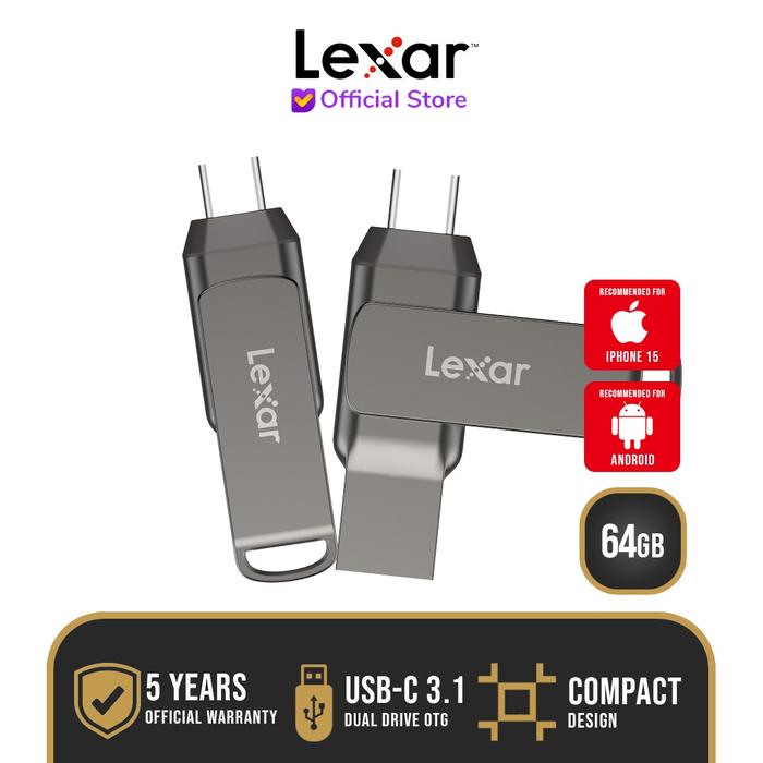 Gambar Lexar Flashdisk JumpDrive DualDrive D400 OTG 64GB USB-C 3.1 dari Lexar Indonesia Official undefined Tokopedia
