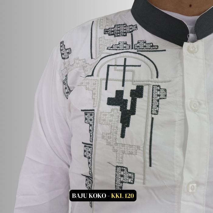 Gambar Baju Koko Pria Dewasa KKL 76 - Katun Motif Hitam Navy Putih - KKL 120, L dari Gudang Fashion Id undefined Tokopedia