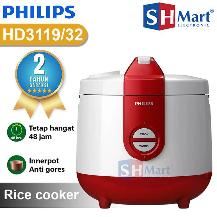 Gambar PHILIPS RICE COOKER 2 LITER HD3119 MAGIC COM PENANAK NASI - Merah dari SHMART ELECTRONIC undefined Tokopedia