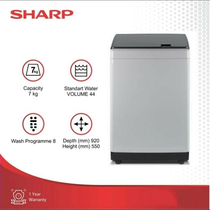 Gambar SHARP MESIN CUCI TOP LOADING MEGAMOUTH 1.5 SERIES 7KG ES-M7000P-GG dari Semeru Elektronik Solo undefined Tokopedia
