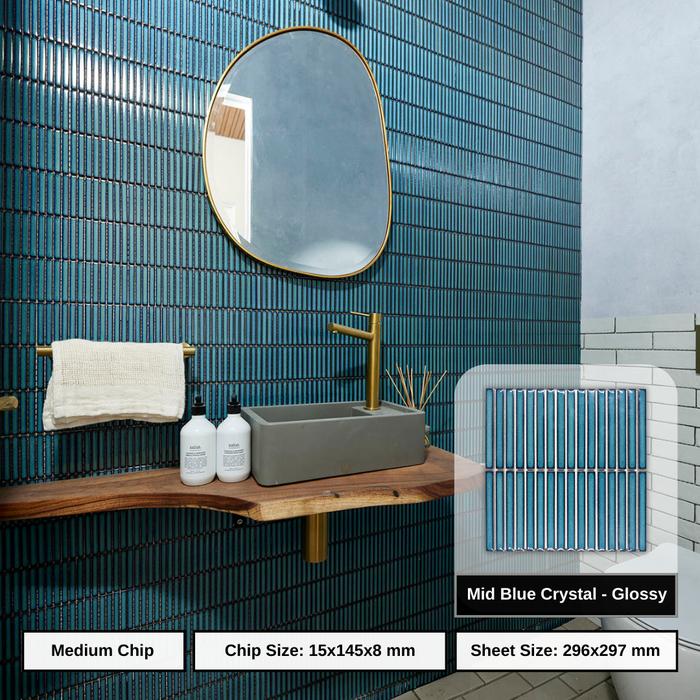 Gambar BDA Granite Tile Keramik Dinding Kamar Mandi Keramik Dinding Dapur Mosaic Tiles Keramik Mozaik Komachi Med Chip - Mid Blue dari BDA Granite Tile undefined Tokopedia