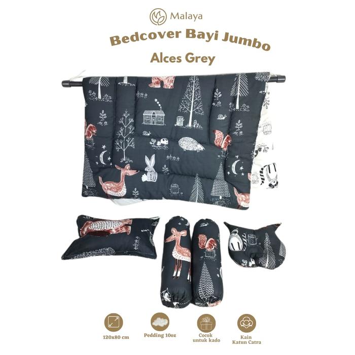 Gambar Malaya Bedcover Bayi Set Jumbo UK 120 X 80 CM Bedding Set Baby - ALCES GREY dari MALAYA BABY undefined Tokopedia