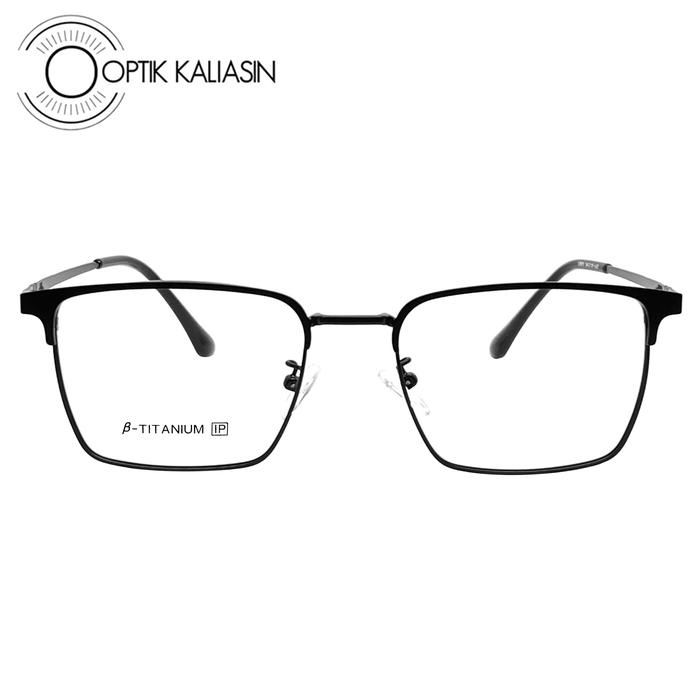 Gambar Frame kacamata pria wanita kotak bisnis IP titanium ringan 12001 - Hitam dari OPTIK KALIASIN undefined Tokopedia
