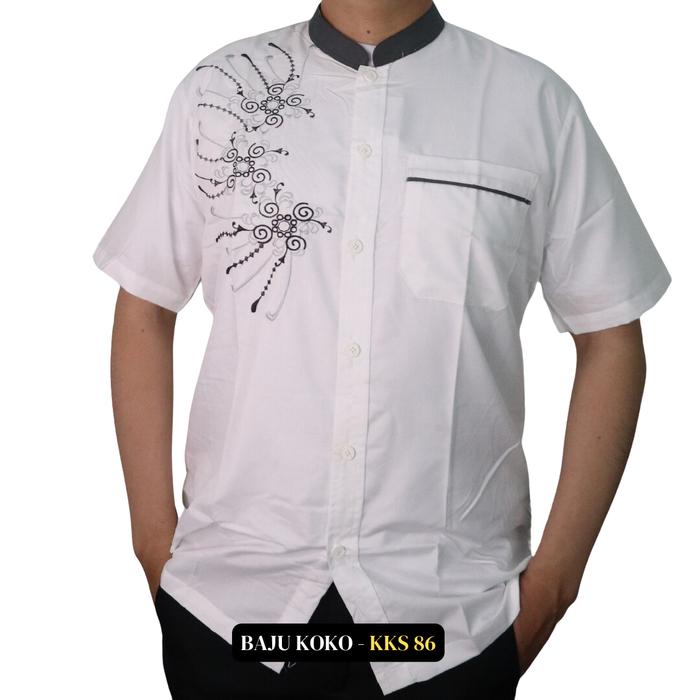 Gambar Baju Koko Pria Eksklusif Katun Coklat dengan Lengan Pendek Mandarin Collar - Kaos, Muslim - KKS 86, L dari Gudang Fashion Id undefined 4 Tokopedia