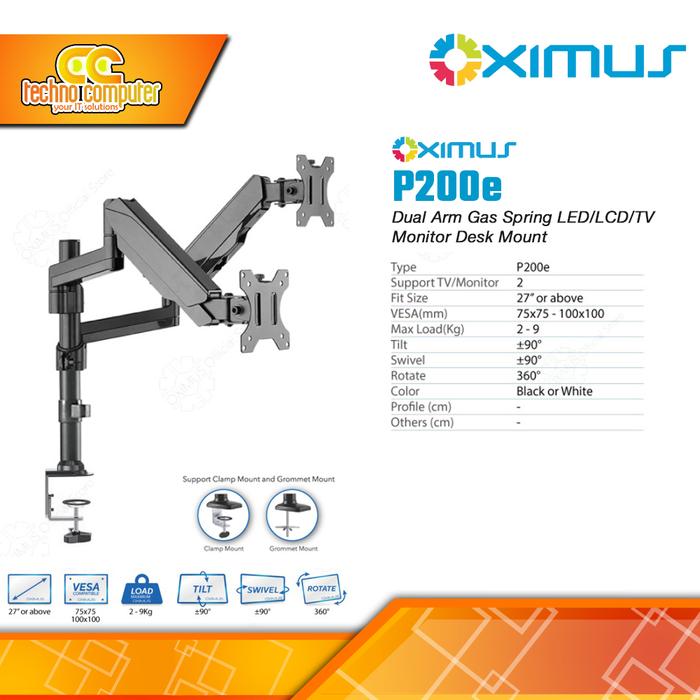 Gambar Bracket Monitor TV 27-34inch OXIMUS P200e Gas Spring Dual Monitor - Hitam dari Techno Computer Bali undefined Tokopedia
