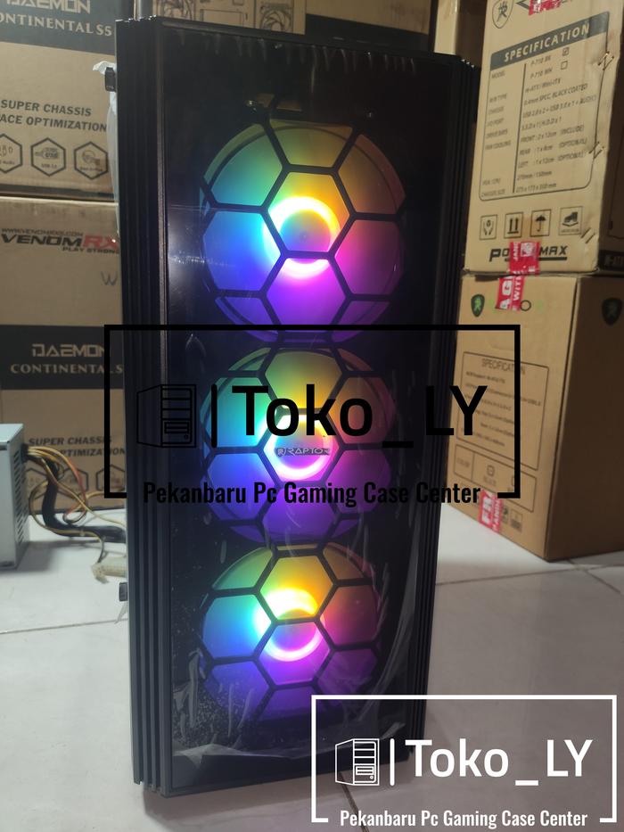 Gambar Gaming Case RAPTOR Black Strike 1631 Free 3 FAN RGB - Tempered Glass - Hitam dari Toko-LY undefined Tokopedia