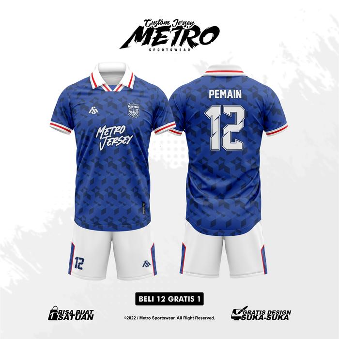 Jersey Sepak Bola/Futsal Design Custom Full Printing Atasan, M - Main Image