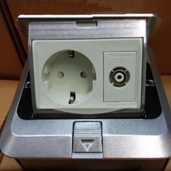 Gambar stop kontak lantai panasonic floor socket panasonic data cat 6 - arde+TV dari NYC LED undefined Tokopedia