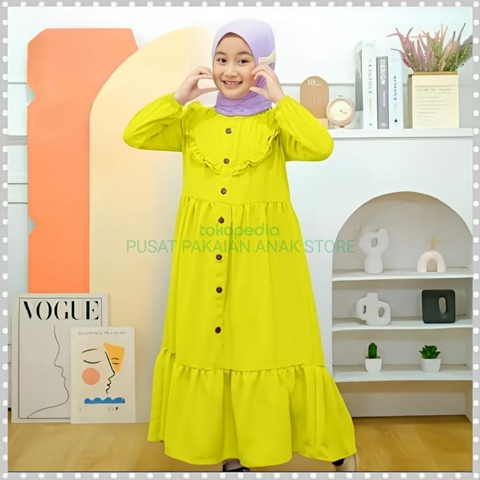 Gambar Baju Gamis Anak Perempuan Shakila 1-12 Tahun Gamis Anak Terbaru - Lemon, 5-6 Tahun dari PUSAT PAKAIAN ANAK STORE undefined Tokopedia