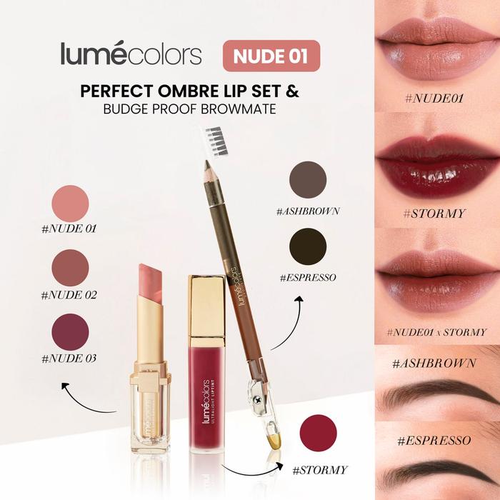 Gambar Lumecolors Perfect BROWLIPSET Paket Bundling Lipstick Liptint Browmate - Nude 01 dari Lumecolors Tangerang undefined Tokopedia