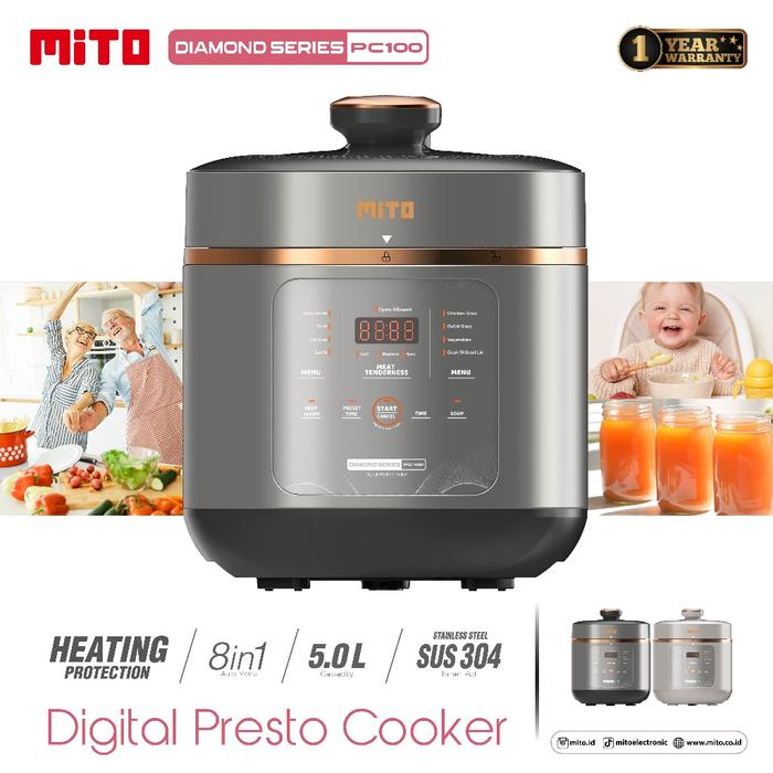 Gambar MITO Digital Presto Cooker PC100 5L 700W - Alat Masak Tekanan Tinggi - Grey dari RB Shop Manado undefined Tokopedia