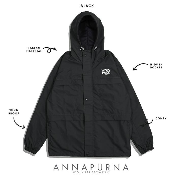 Gambar Jaket Outdoor Gear Wolvstreet Taslan parasut - Hitam, M dari ELLEVEEN undefined Tokopedia