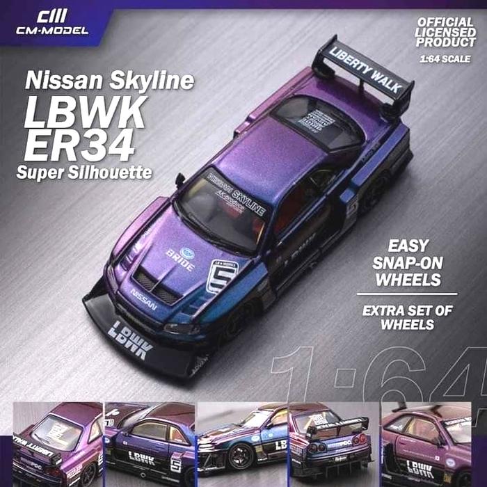 Jual CM Model 1/64 LBWK ER R34 Super Silhouette Nissan Skyline #5 ...