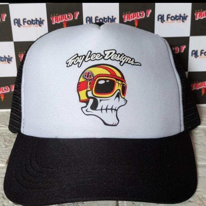 Gambar Topi Trucker Hat Jaring - Logo Troy Lee - Design 01 - Hitam Putih DTF dari Al Fathirshop undefined Tokopedia