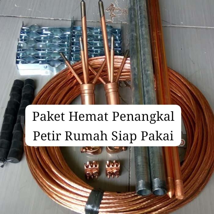 Trisula Paket Hemat Penangkal Petir Rumah Siap Pakai Model Aluminium Tembaga & Galvanize Kabel BC 50mm For Rumah PLTS Kantor Gedung - Trisula