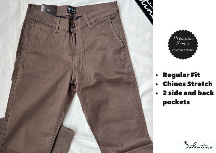 Gambar Chinos Stretch Valentino Jeans Celana Panjang Pria Olive - Brown Olive, 29 dari ValentinoJeans undefined Tokopedia