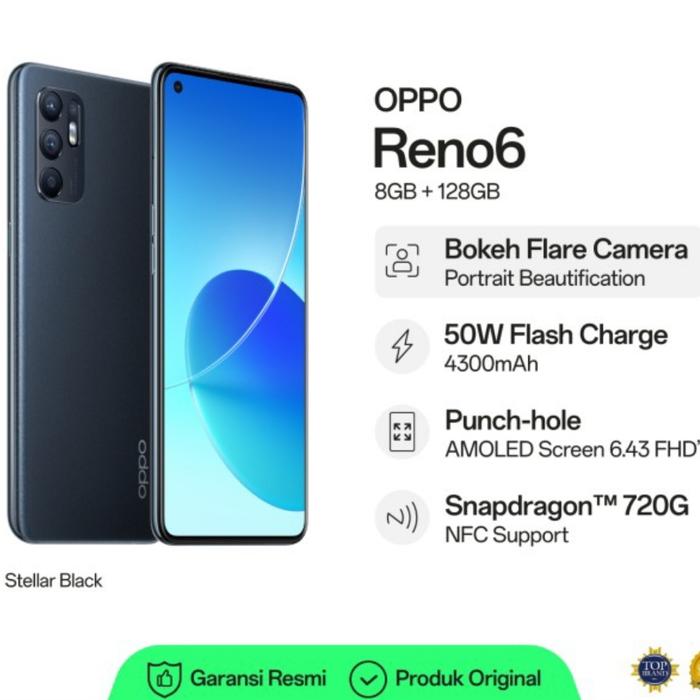 Gambar OPPO RENO 6 5G 8/128 GB GARANSI RESMI - STARY BLACK, 5G dari Sahabat Phoneshop undefined Tokopedia